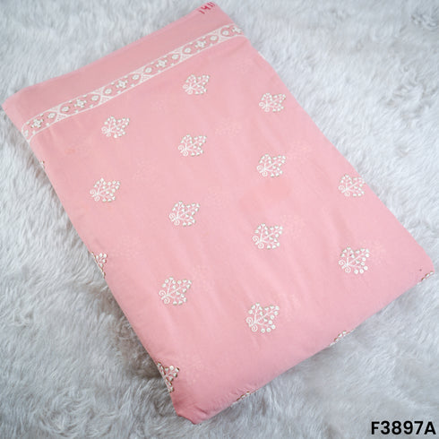 Thread Sequins Embroidered Cambric Cotton Fabric- F3897