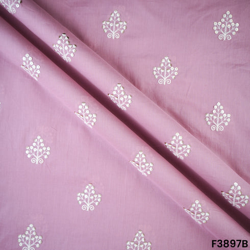 Thread Sequins Embroidered Cambric Cotton Fabric- F3897