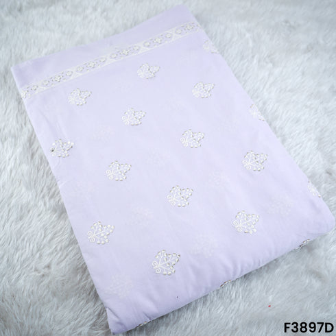 Thread Sequins Embroidered Cambric Cotton Fabric- F3897