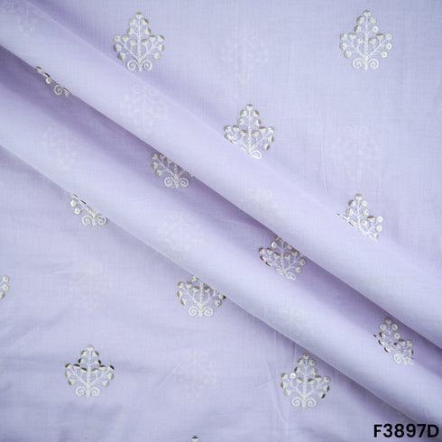 Thread Sequins Embroidered Cambric Cotton Fabric- F3897