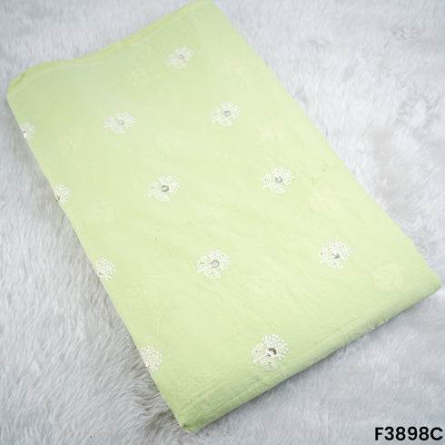 Thread Sequins Embroidered Cambric Cotton Fabric- F3898