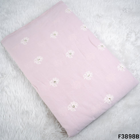 Thread Sequins Embroidered Cambric Cotton Fabric- F3898