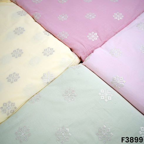 Thread Sequins Embroidered Cambric Cotton Fabric- F3899