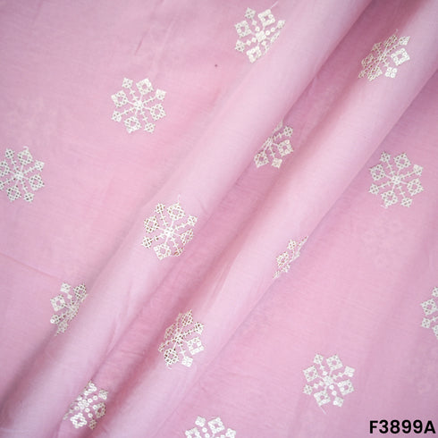 Thread Sequins Embroidered Cambric Cotton Fabric- F3899