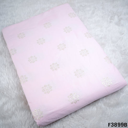 Thread Sequins Embroidered Cambric Cotton Fabric- F3899