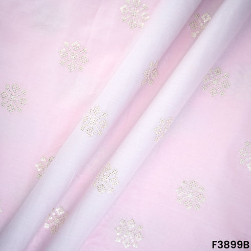 Thread Sequins Embroidered Cambric Cotton Fabric- F3899
