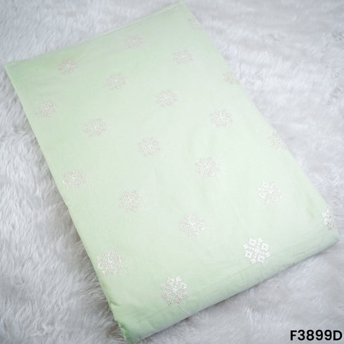 Thread Sequins Embroidered Cambric Cotton Fabric- F3899