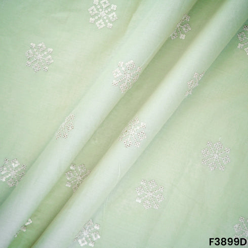 Thread Sequins Embroidered Cambric Cotton Fabric- F3899
