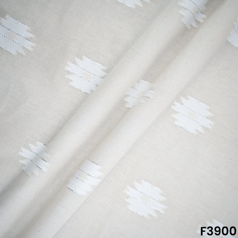 Self Jacquard Kora Cotton Fabric- F3900
