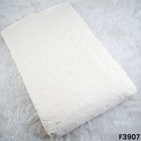 Thread Sequin Embroidered Kora Cotton Fabric- F3907