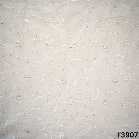 Thread Sequin Embroidered Kora Cotton Fabric- F3907