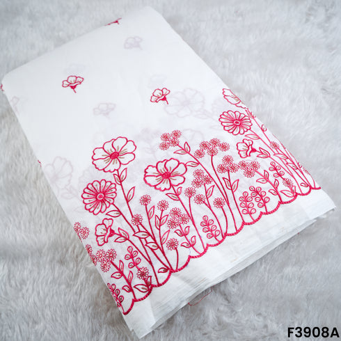 Thread Sequin Embroidered Kora Cotton Fabric- F3908