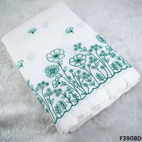 Thread Sequin Embroidered Kora Cotton Fabric- F3908