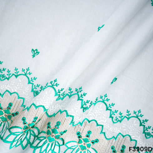 Thread Sequin Embroidered Kora Cotton Fabric- F3909