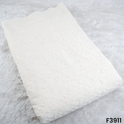 Thread Sequin Embroidered Kora Cotton Fabric- F3911