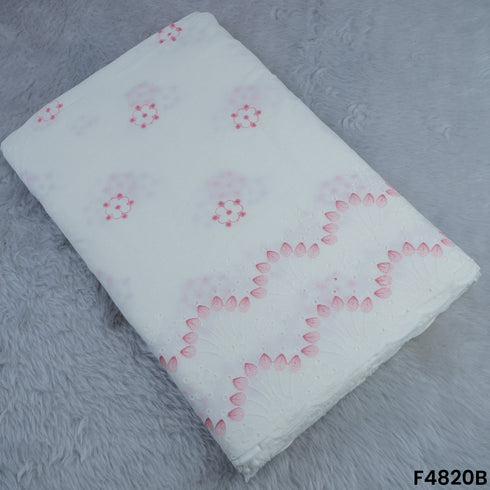 Thread Embroidered Hakoba Cotton Fabric- F4820