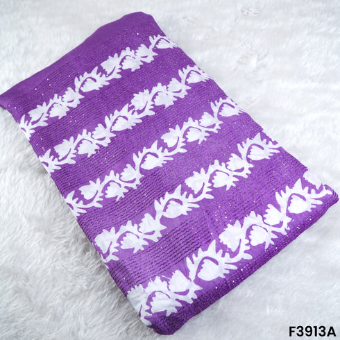 Thread Sequins Embroidered Mul Chanderi Fabric- F3913