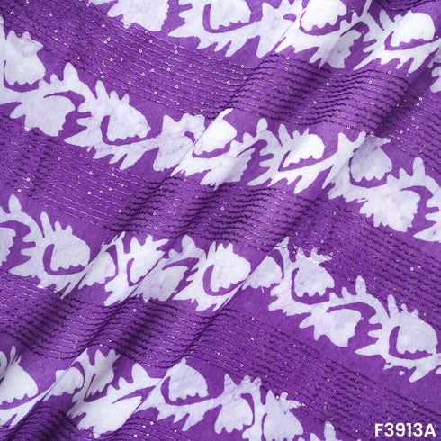 Thread Sequins Embroidered Mul Chanderi Fabric- F3913