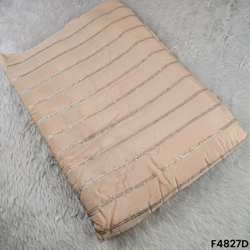 Zari Sequins Work Chinon Chiffon Fabric- F4827