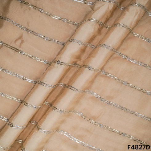 Zari Sequins Work Chinon Chiffon Fabric- F4827