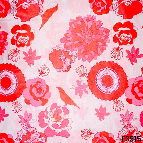 Floral Printed Mul Cotton Fabric- F3915