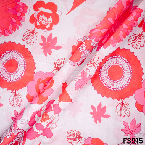 Floral Printed Mul Cotton Fabric- F3915