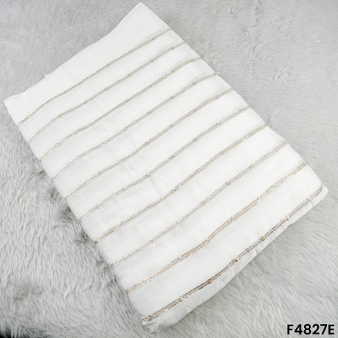 Zari Sequins Work Chinon Chiffon Fabric- F4827