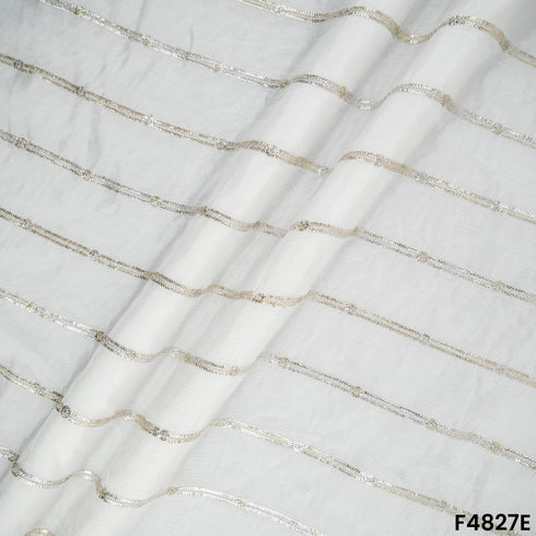 Zari Sequins Work Chinon Chiffon Fabric- F4827