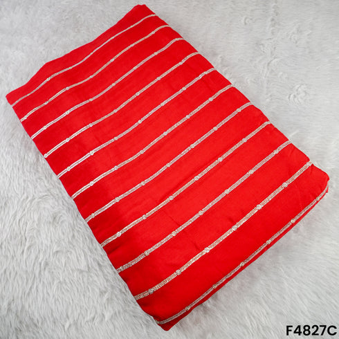 Zari Sequins Work Chinon Chiffon Fabric- F4827