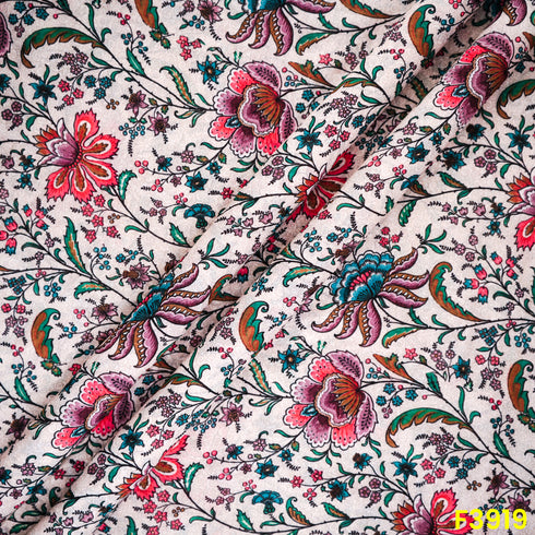 Floral Printed Mul Cotton Fabric- F3919