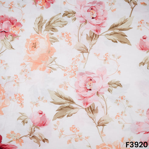 Floral Printed Mul Cotton Fabric- F3920