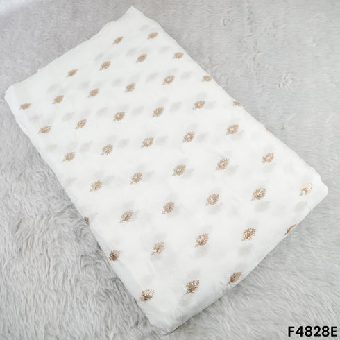 Zari Sequins Work Chinon Chiffon Fabric- F4828