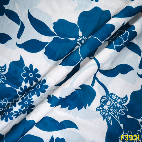 Floral Printed Mul Cotton Fabric- F3921