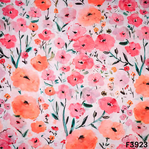 Floral Printed Mul Cotton Fabric- F3923