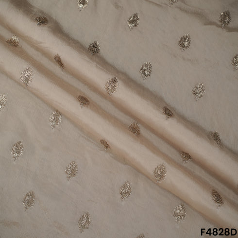 Zari Sequins Work Chinon Chiffon Fabric- F4828