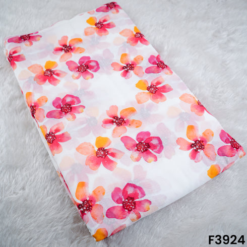 Floral Printed Mul Cotton Fabric- F3924