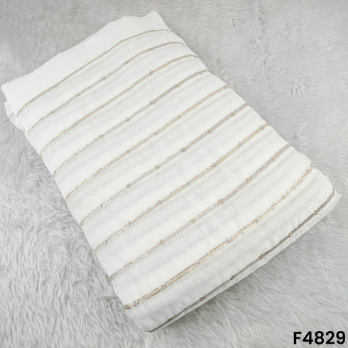 Dyeable Zari Sequins Work Georgette Fabric- F4829