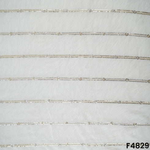 Dyeable Zari Sequins Work Georgette Fabric- F4829