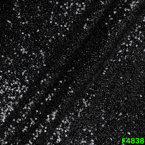 Zari Sequins Embroidered Velvet Fabric- F4838