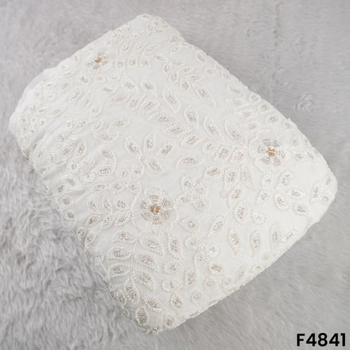 Dyeable Cutdana Thread Sequins Embroidered Georgette Fabric- F4841