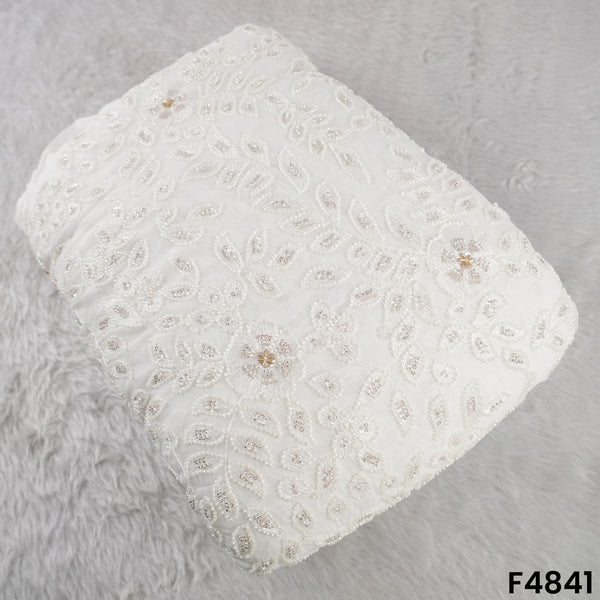 Dyeable Cutdana Thread Sequins Embroidered Georgette Fabric- F4841