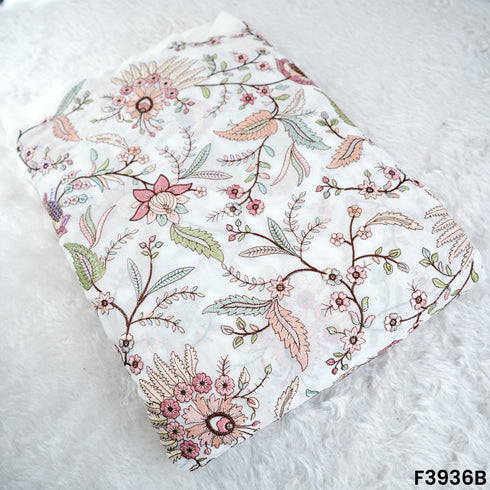 Thread Sequins Embroidered Georgette Fabric- F3936