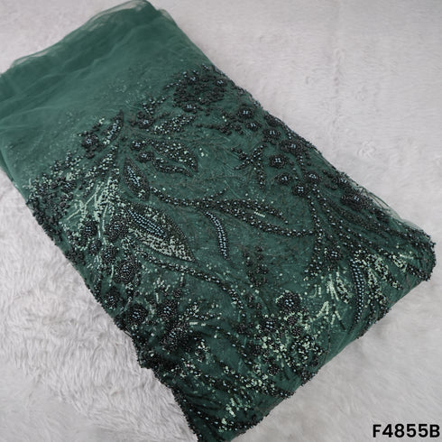 Cutdana Pearl Sequins Embroidered Net Fabric- F4855