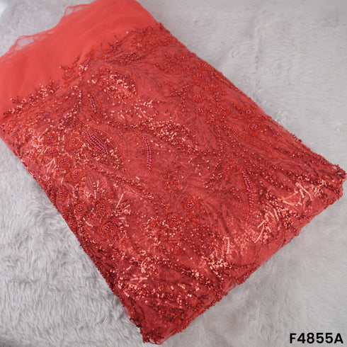 Cutdana Pearl Sequins Embroidered Net Fabric- F4855
