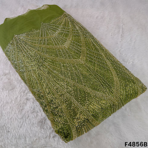 Cutdana Pearl Sequins Embroidered Net Fabric- F4856