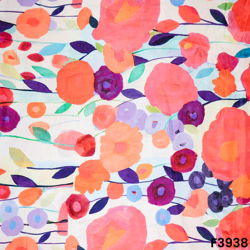 Floral Printed Modal Cotton Fabric- F3938
