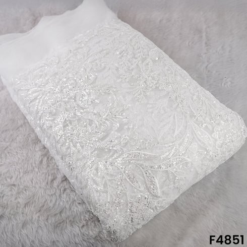 Cutdana Thread Sequins Embroidered Net Fabric- F4851