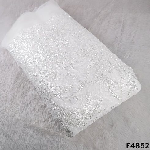 Cutdana Pearl Sequins Embroidered Net Fabric- F4852