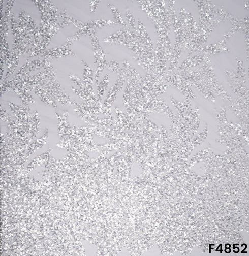 Cutdana Pearl Sequins Embroidered Net Fabric- F4852