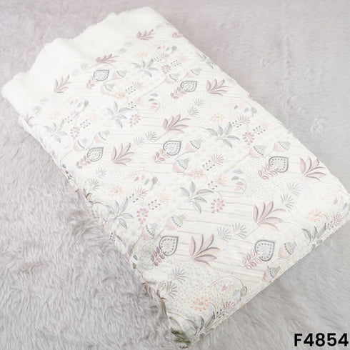 Thread Sequins Embroidered Satin Silk Fabric- F4854